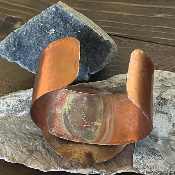 Vintage Boho Copper & Black Onyx Cuff Bracelet - Picture 7 of 7